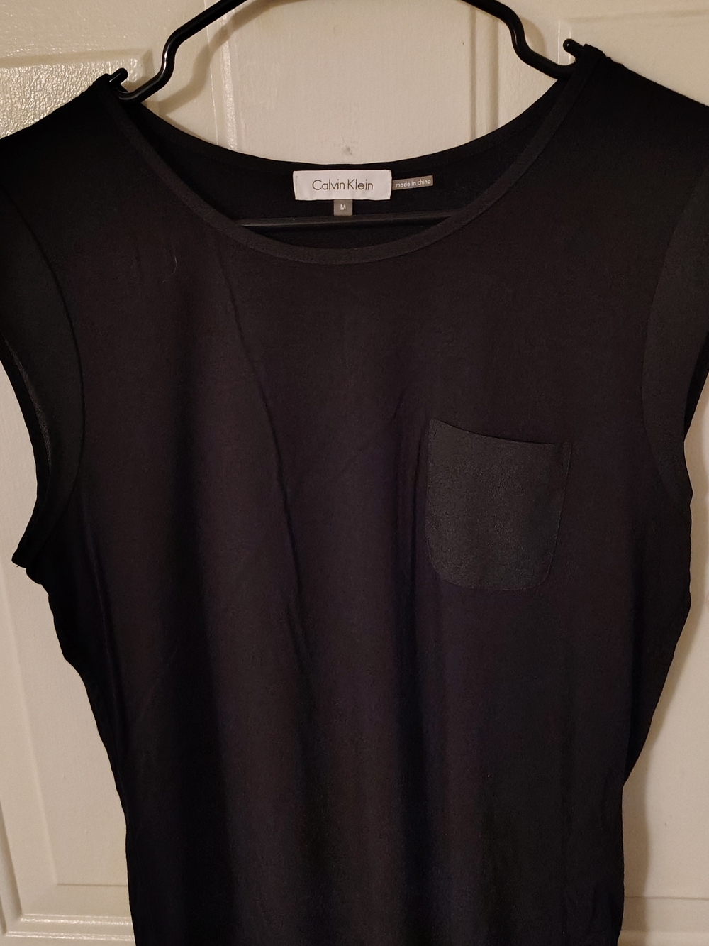 Calvin Klein Black Sleeveless Pocket Tank